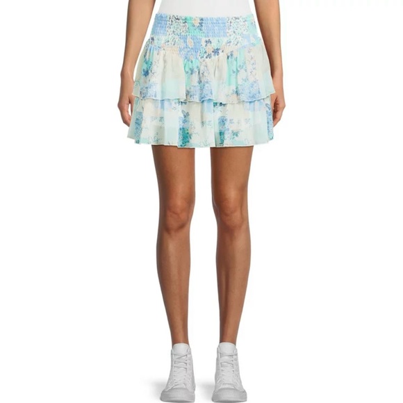 MADDEN NYC Floral Smocked Double Ruffle Skort S - Picture 3 of 10